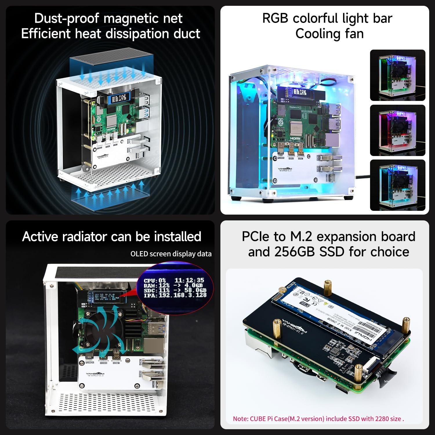 Yahboom RPi 5 Case,Micro Desktop Aluminum Case with Pi5 Active Cooler,PWM Fan…