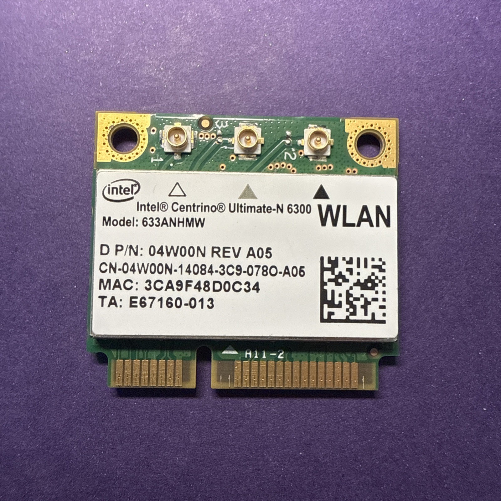 Intel Centrino Ultimate-N 6300 Dual Band Wi-Fi Half Mini PCIe 633ANHMW 450Mbps