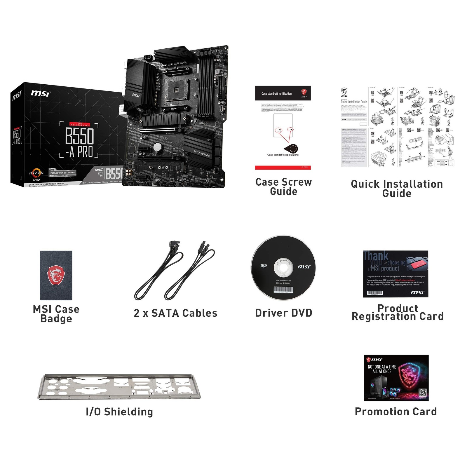 MSI B550-A PRO ProSeries Motherboard (AMD Ryzen 5000, AM4, DDR4, PCIe 4.0, SA…