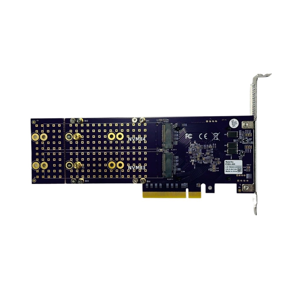 PCIe 3.0 x8 to 4x M.2 NVMe SSD Adapter Card WITH ASM2824 For Minisforum Synology