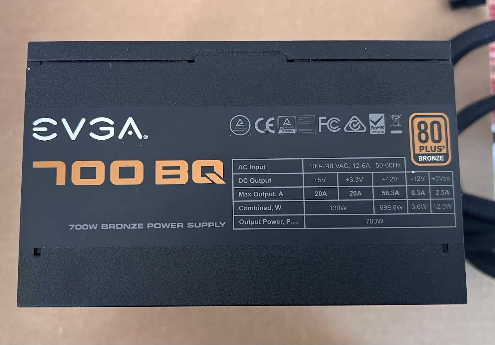 EVGA 700 BQ 110-BQ-0700 80 Plus Bronze 700W Semi Modular Power Supply