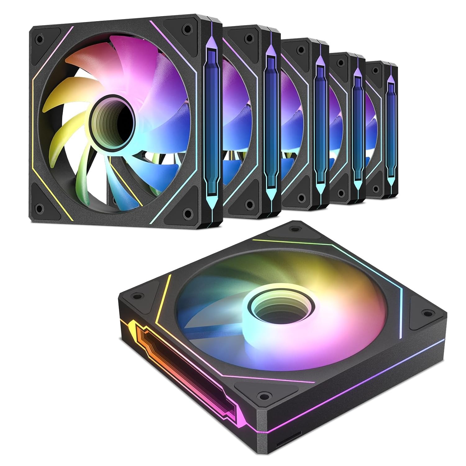 DARKROCK F120 6-Pack 120mm Infinite Mirror Case Fans – Black