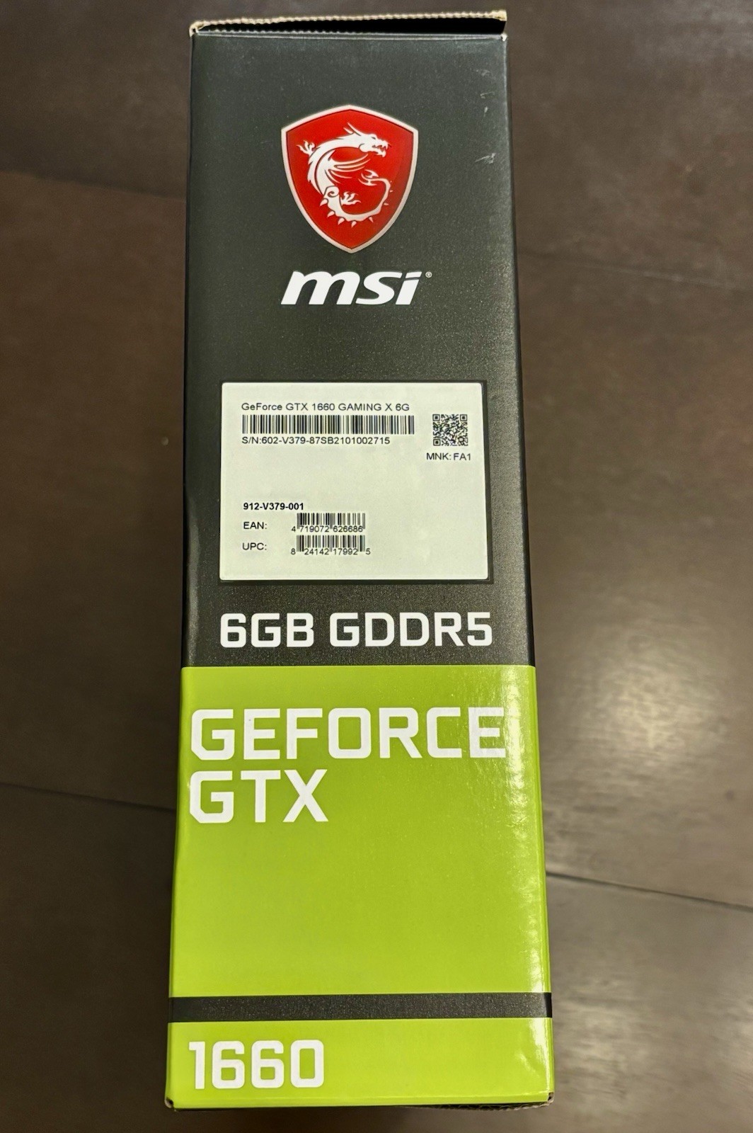 MSI GeForce GTX 1660 GAMING X 6G GDDR5 Twin Frozr 7 V379 Used Box And All Papers