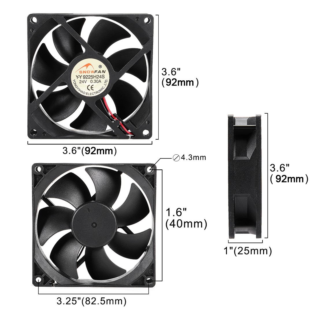 92x92x25mm 24V DC Cooling Fan HY Bearing Computer Case Fan New