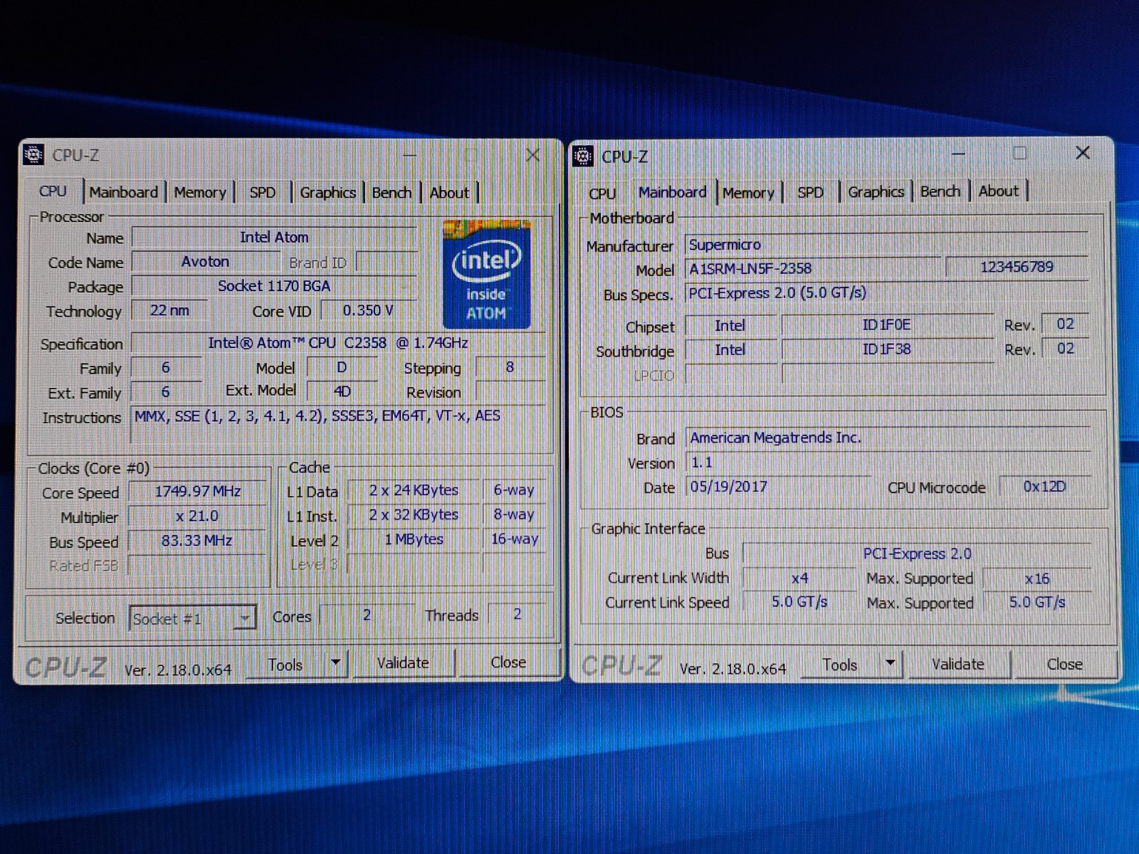 Supermicro A1SRM-LN5F-2358 DDR3 Micro ATX Motherboard with Intel Atom C2358 CPU