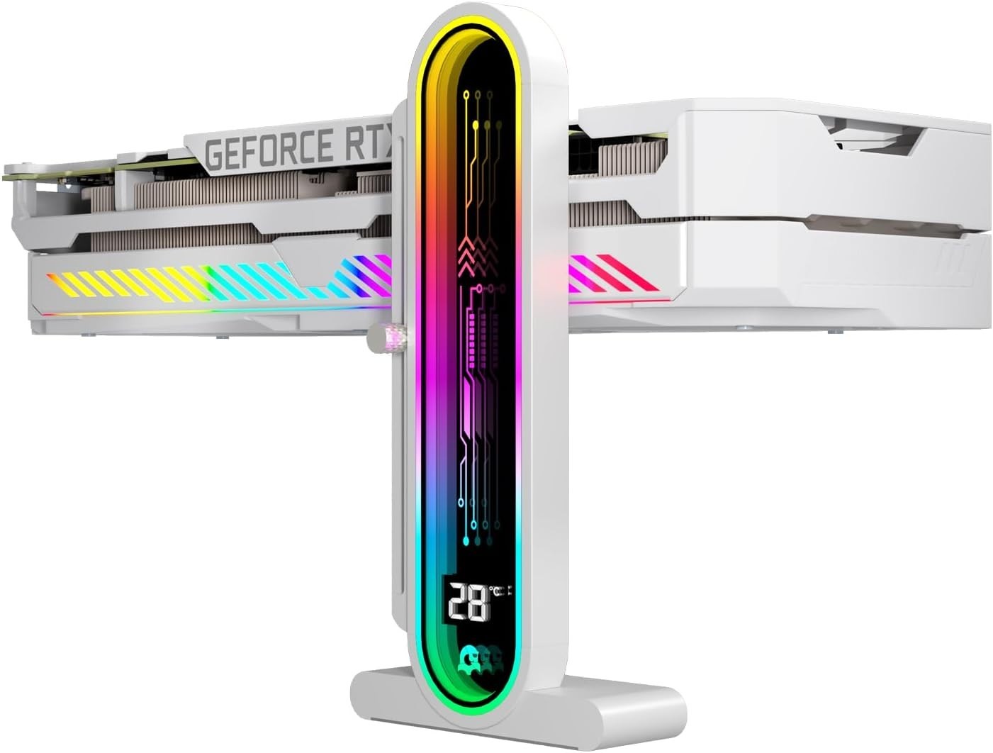 Universal Height Adjustable ARGB GPU Support Bracket with Ambient Temp Monitor