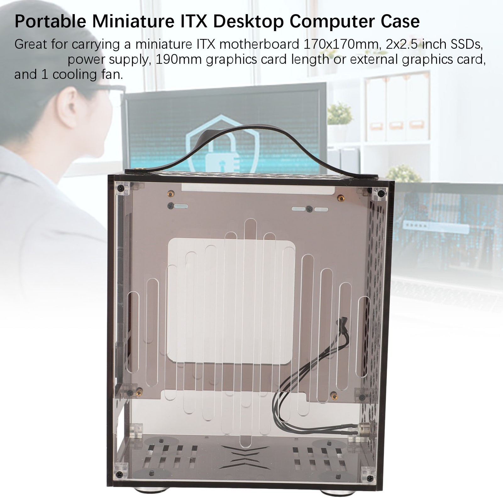 23×20.5x12cm Miniature ITX PC Case Clear Arcylic PC Case Portable DIY Desktop