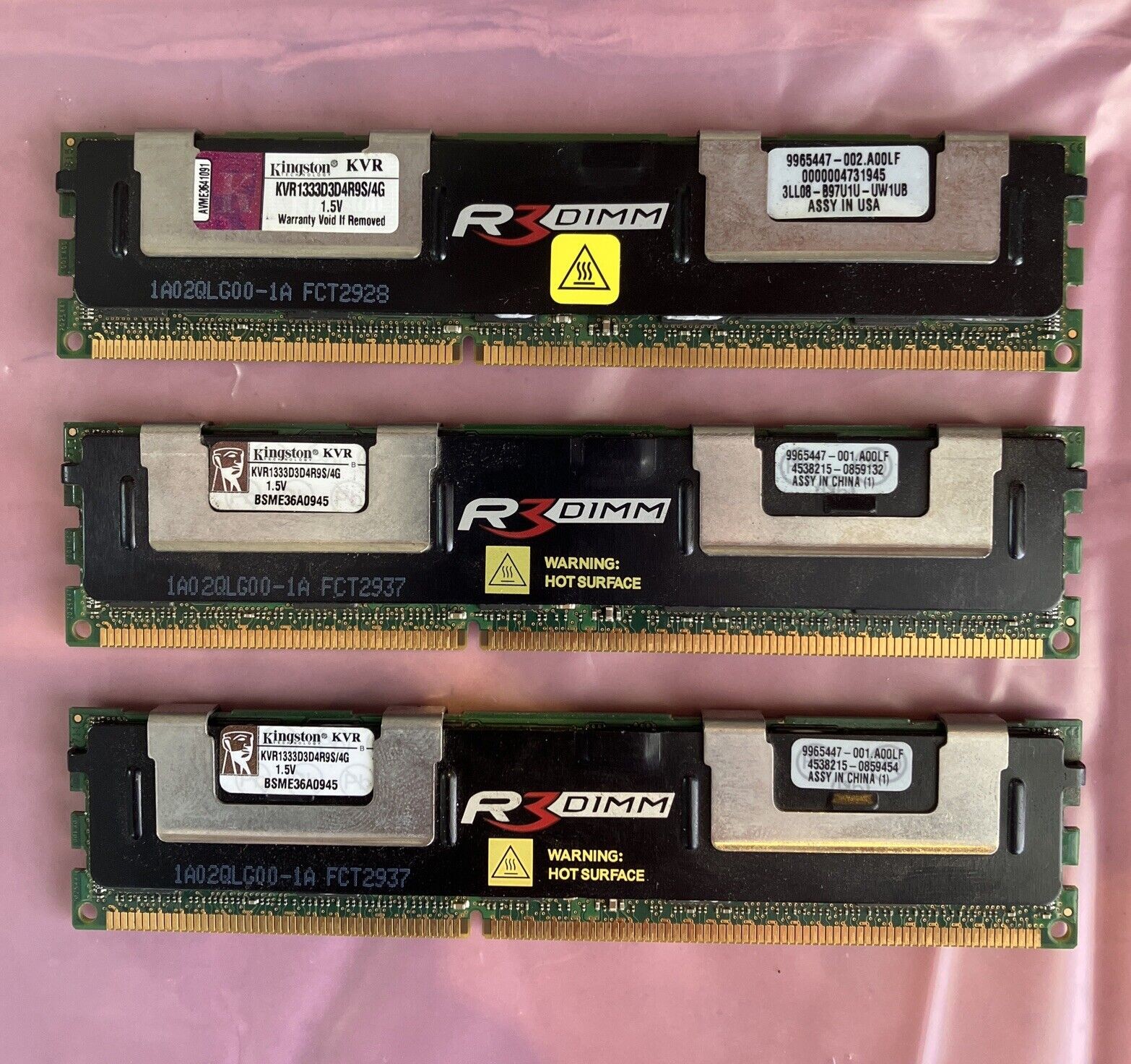 (3x 4GB) Kingston RAM KVR1333D3D4R9S/4G DDR3-1333 PC3-10600 ECC Server Memory ~
