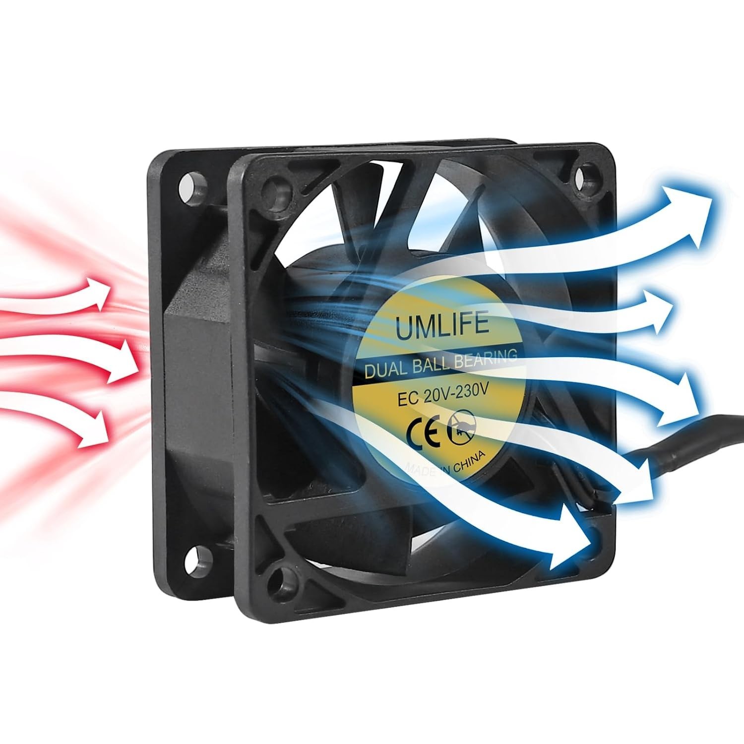 EC Cooling Fan 60Mm X 60Mm X 25Mm AC 110V 115V 120V 220V 240V Dual Ball Bearings