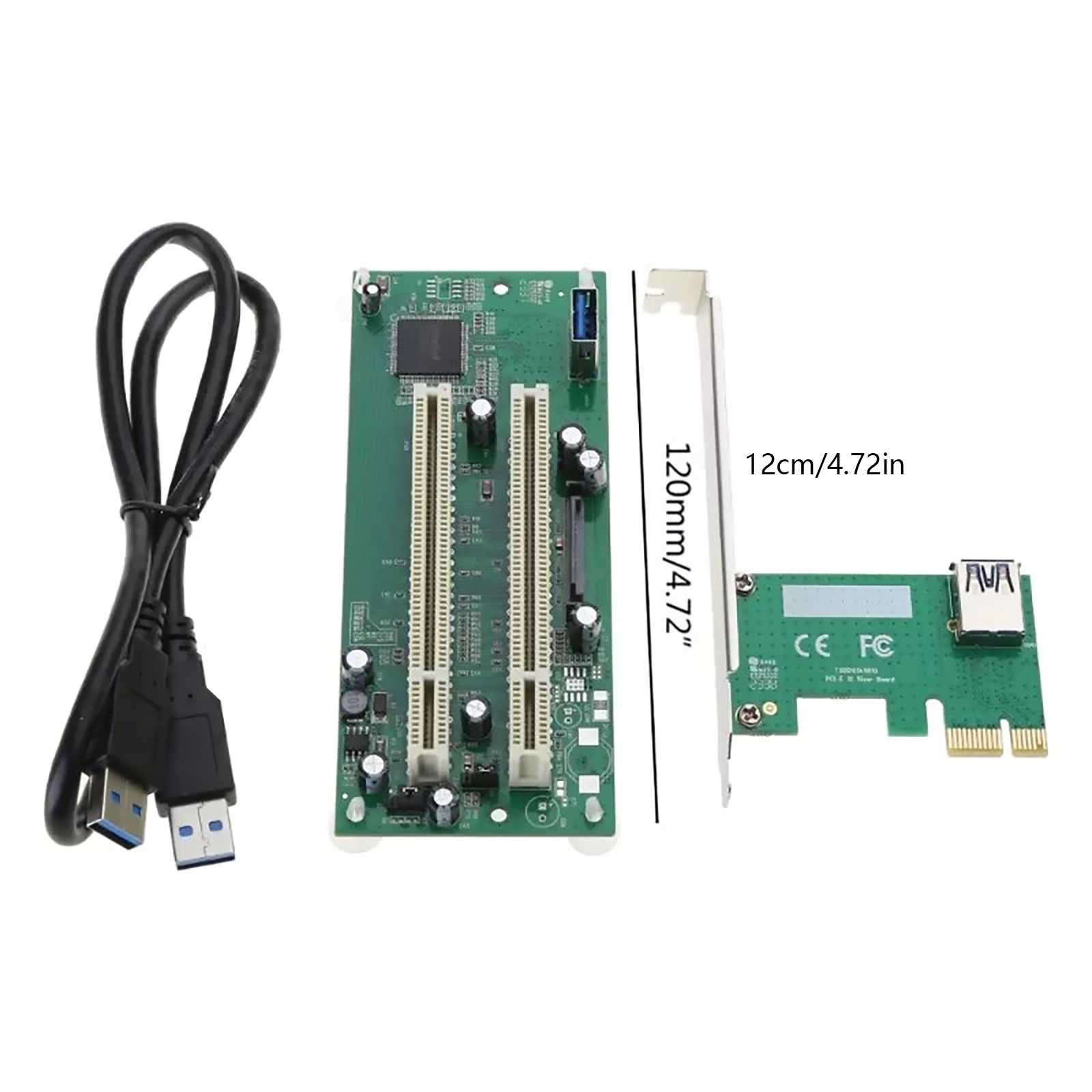 PCB PCI-E to 2xPCI Adapter Cable PCIE x1 to x16 Card PCI-Expansion Converter