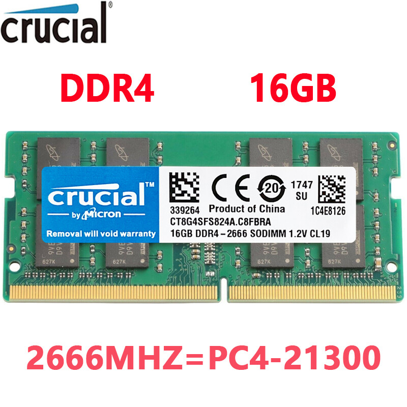 CRUCIAL DDR4 16GB 2666 PC4-21300 Laptop 260-Pin SODIMM Notebook Memory RAM 1X16