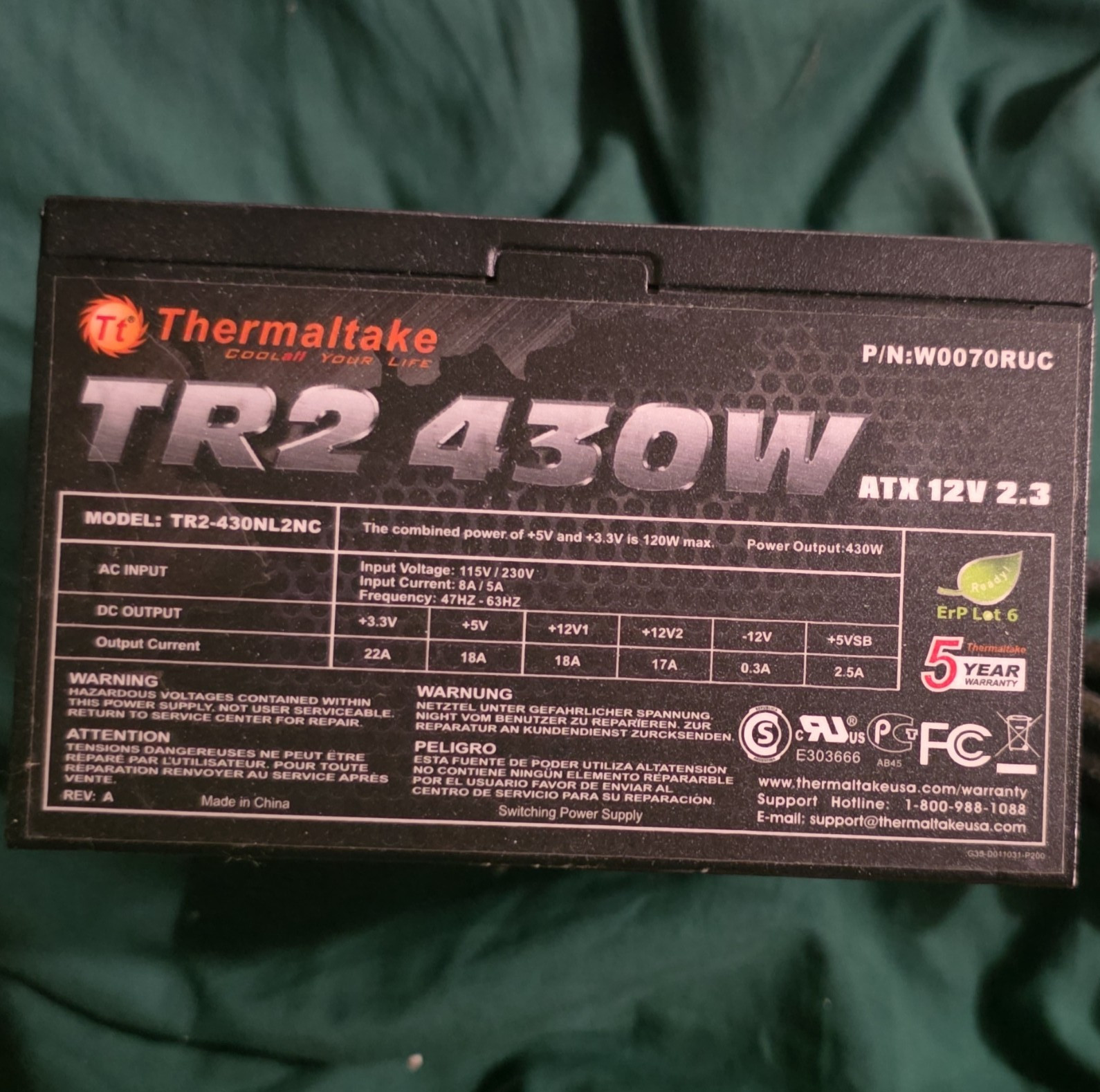 Thermaltake TR2 430W ATX 80 PLUS PSU Black SATA/4-Pin Peripheral 1 Fan