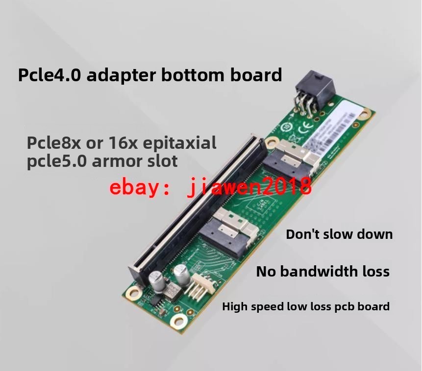 SlimSAS 8i x2 to PCIe4.0 x16 Adapter SFF-8654 Riser Card +2*8654-8654 70CM Cable