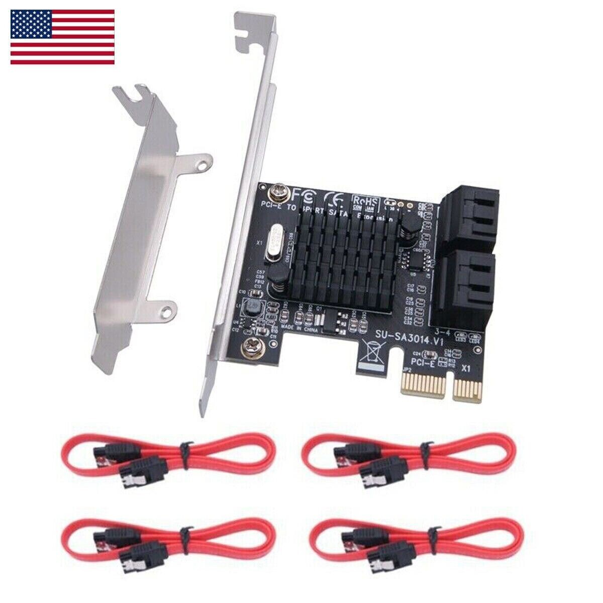 PCIe PCI Express to 6G SATA3.0 4-Port SATA III Expansion Controller Card Adapter