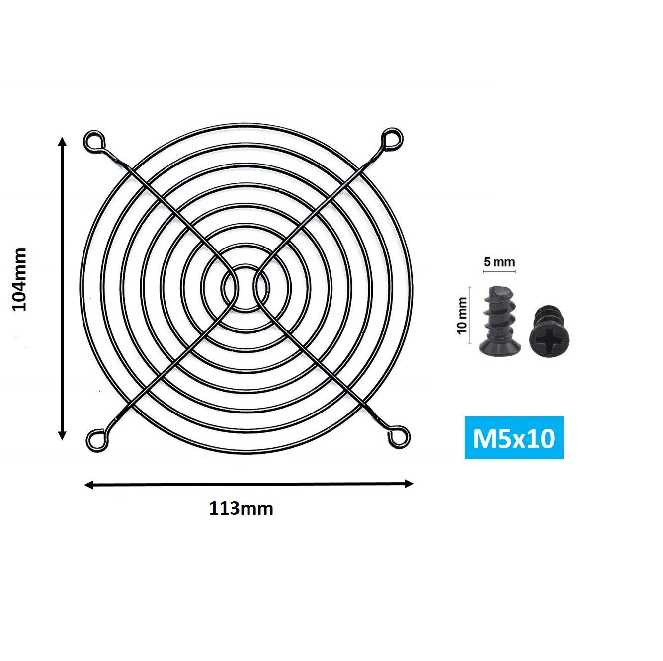 Easycargo 4pcs 120mm Fan Grill Guard Black with Screws