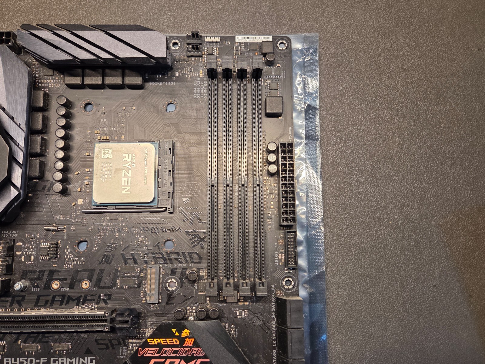 ASUS ROG Strix B450-F Gaming Motherboard + Ryzen 5 Pro 2400G – No RAM + IO
