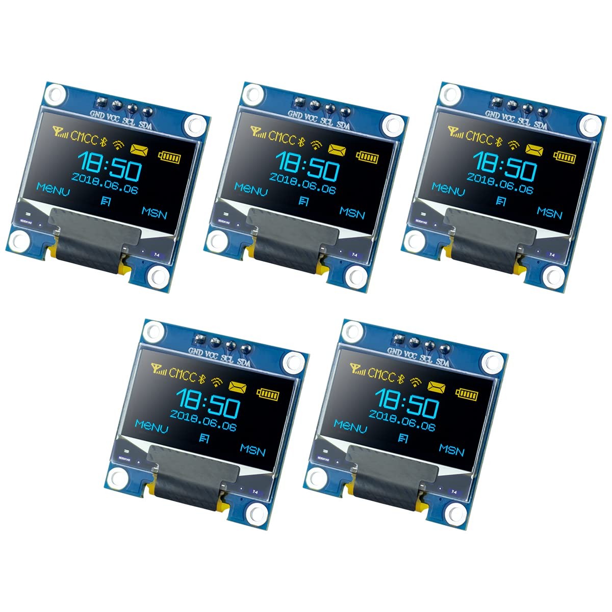 5 Pcs 0.96 Inch OLED I2C IIC Display Module 12864 128×64 Pixel SSD1306 Mini S…