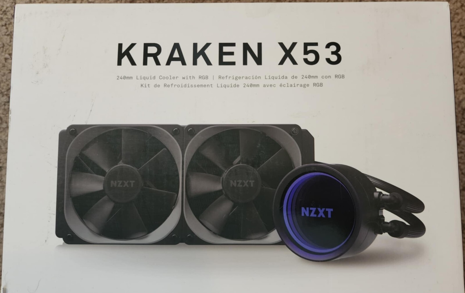 NZXT Kraken X53 240mm AIO Liquid CPU Cooler for Intel/AMD (Open box, never used)