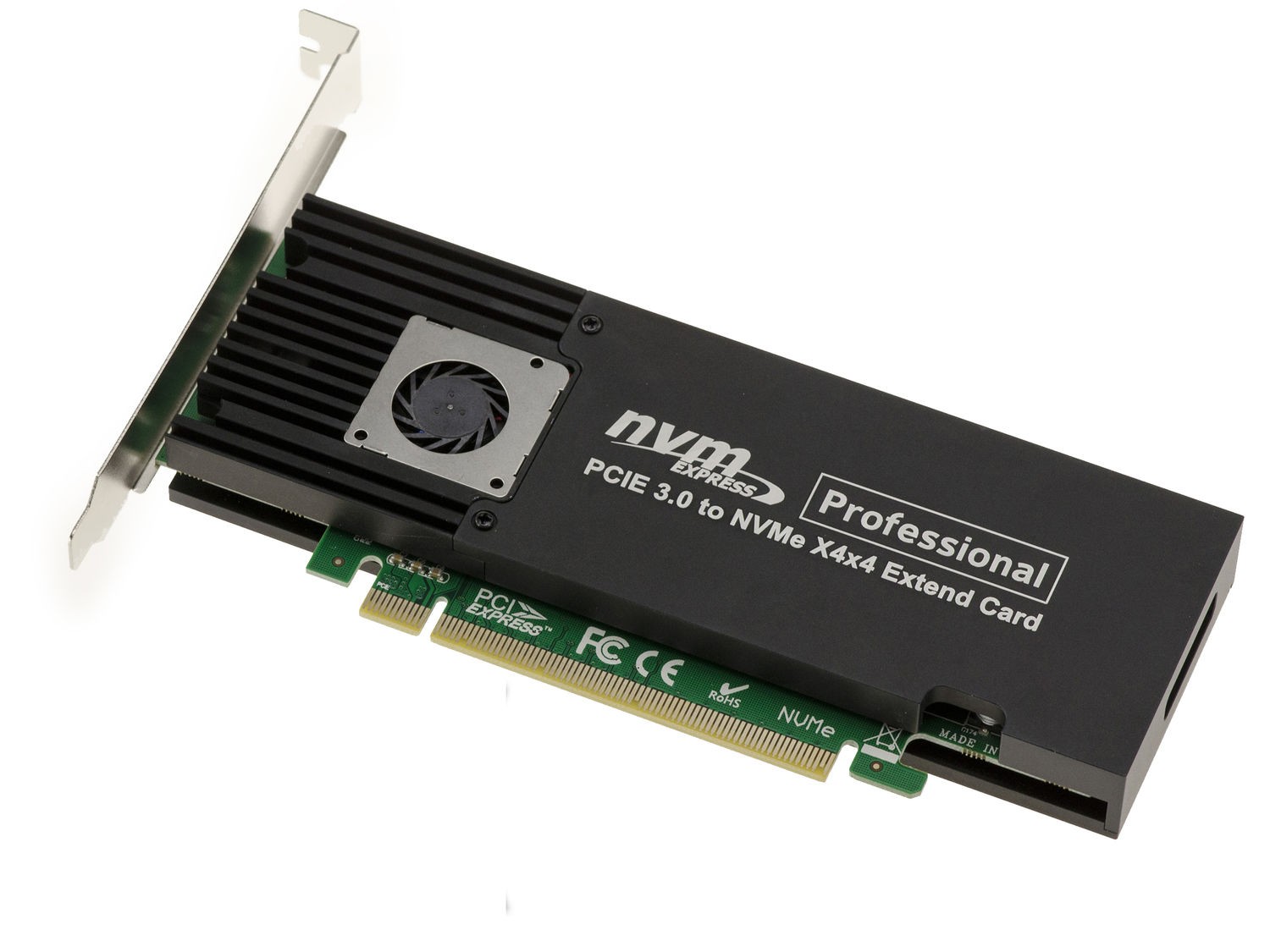 PCIe 3.0 16x Card for 4 M.2 NVMe SSDs M Key (M2 NGFF) ASM2824 Chipset