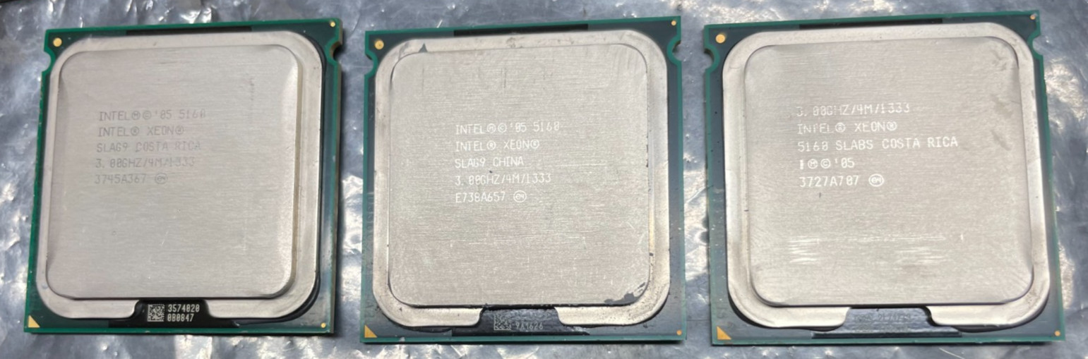 [LOT OF 3] Intel Xeon 5160 Dual-Core @ 3GHz, 4MB, Socket LGA771 Server CPU