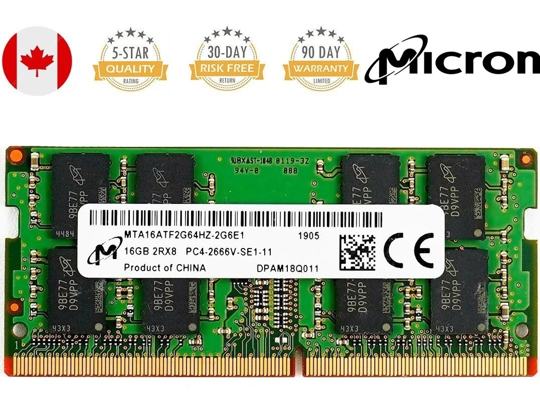 Micron 16GB DDR4 2666MHz SODIMM Laptop RAM PC4-21300 260pin MTA16ATF2G64HZ-2G6E1