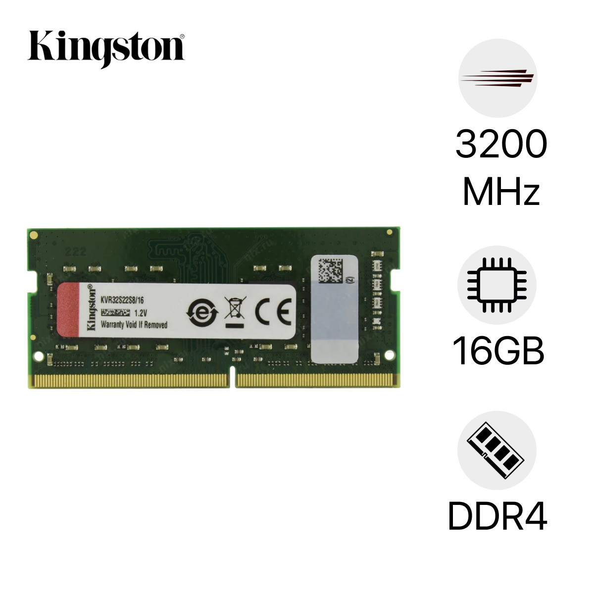 Kingston 16GB DDR4 3200MHz PC4-25600 2Rx8 SODIMM Laptop Memory RAM KVR32S22D8/16
