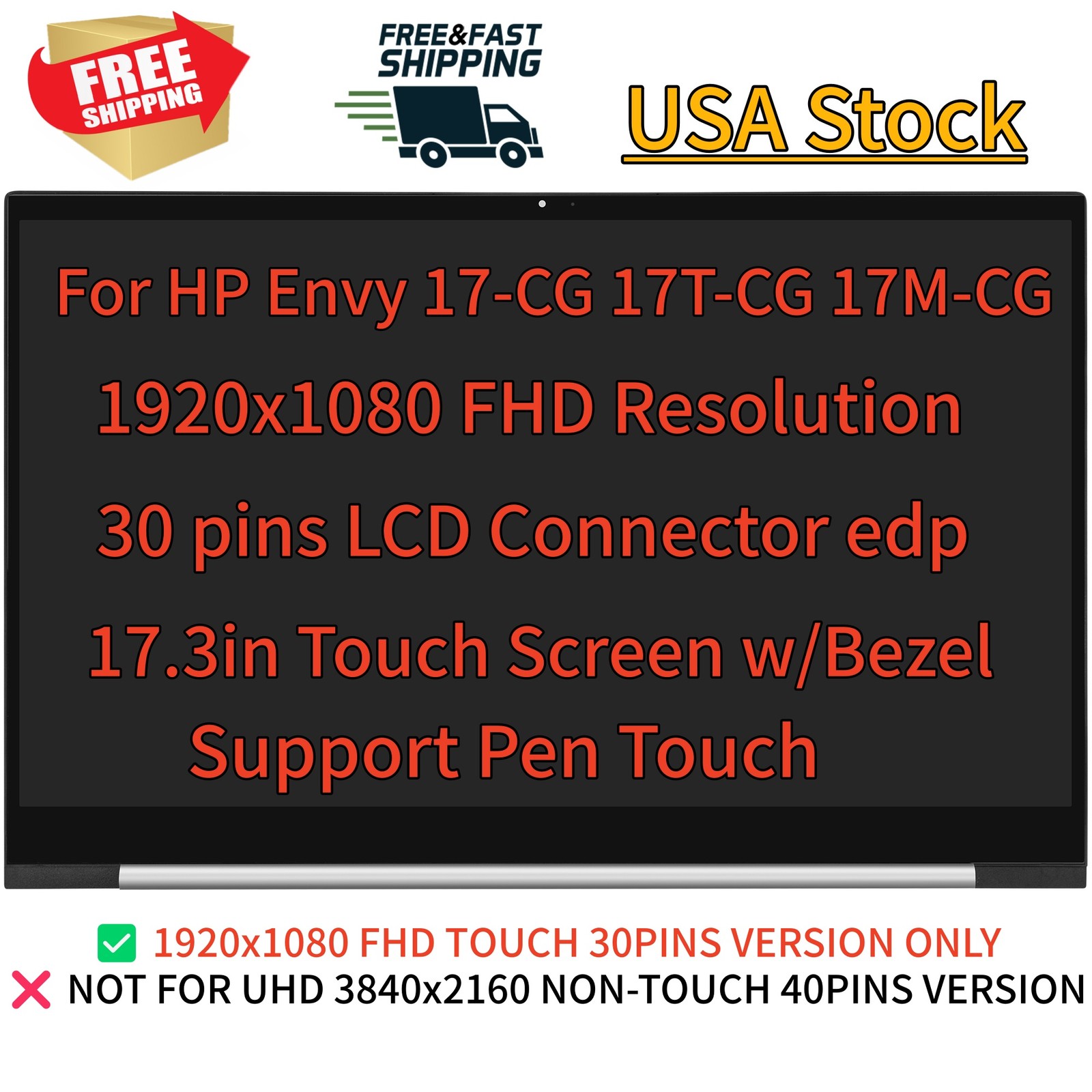 L87971-001 17.3″ FHD for HP Envy 17-CG 17T-CG 17M-CG LCD Touch Screen Assembly