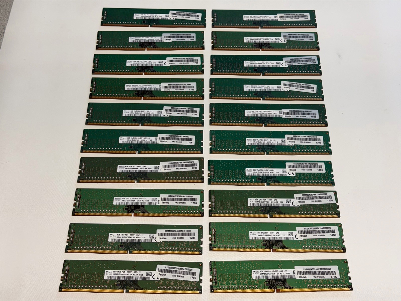 Lot of 20 SK Hynix Desktop RAM 8GB (1x8GB) PC4-2400T RAM DDR4 (Used)