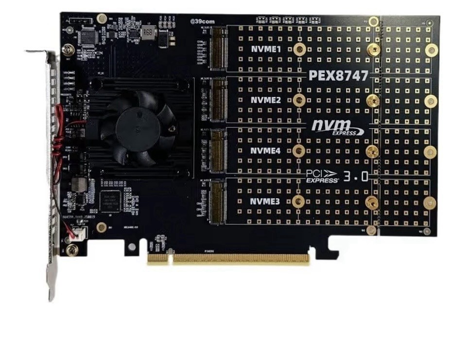 PEX8747 PCIe 3.0 x16 4*M.2 NVMe SSD Switch Controller Adapter with PLX8747 PCI
