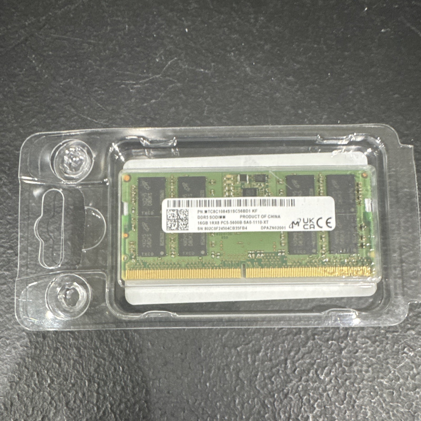 Micron 16GB DDR5 SO-DIMM PC5-5600B 262-Pin Non-ECC RAM MTC20C2085S1SC56BD1