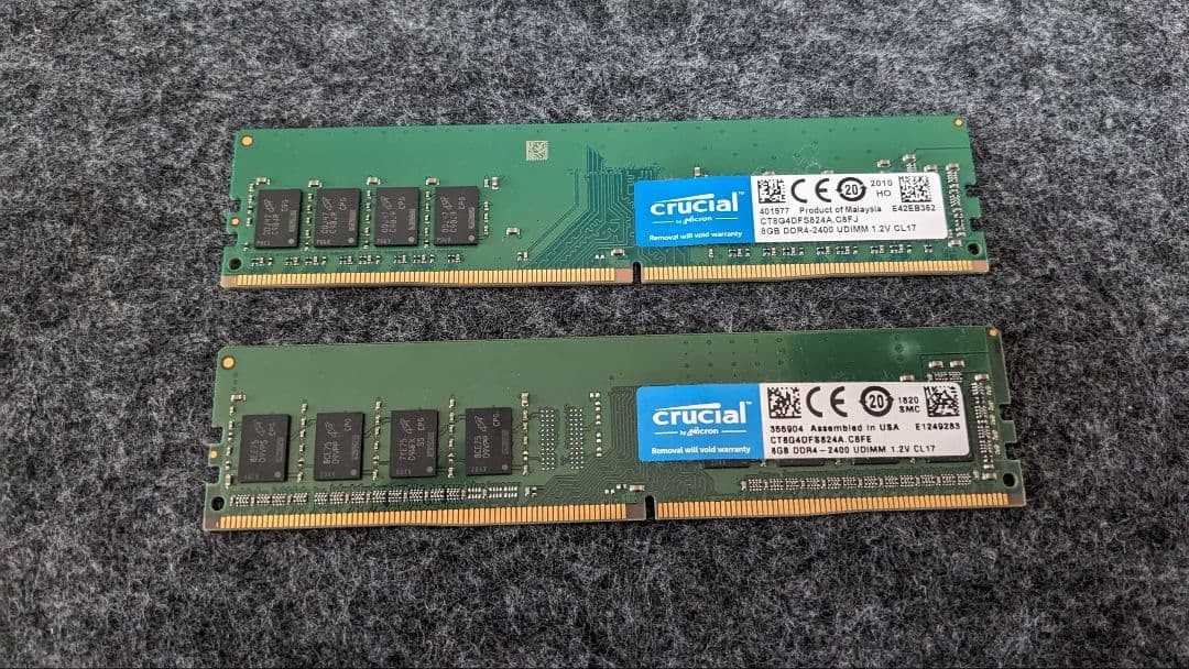 Crucial 16GB/8Gx2 DDR4-2400 Desktop CT8G4DFS824A 288-Pin Dual Channel Tested