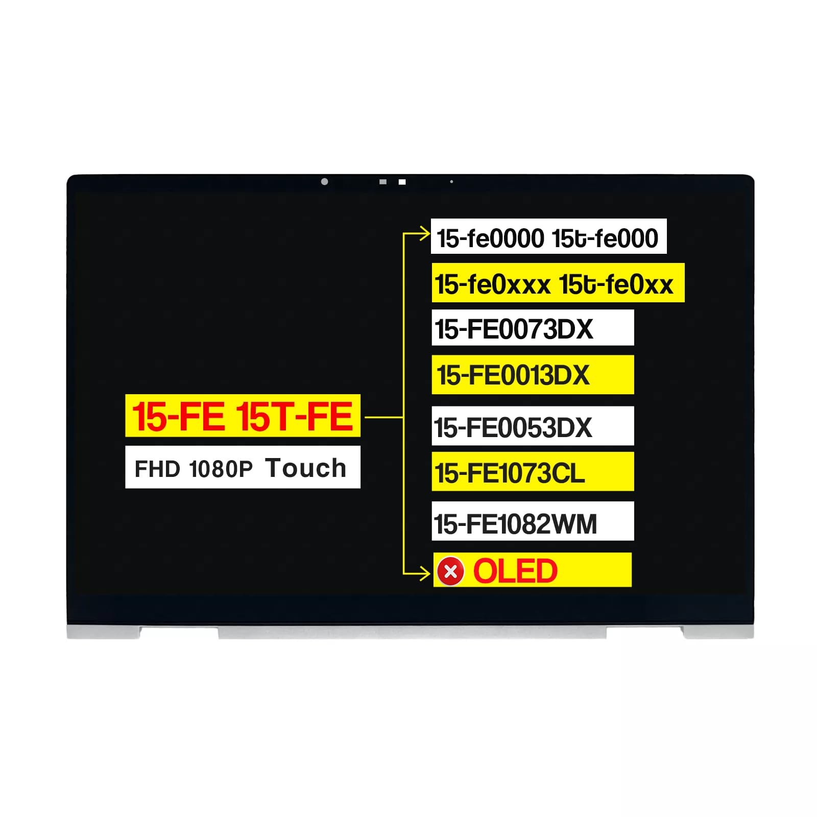 N47924-001 for HP Envy X360 15-fe0023dx 15-fe0013dx LCD Touch Screen Replacement