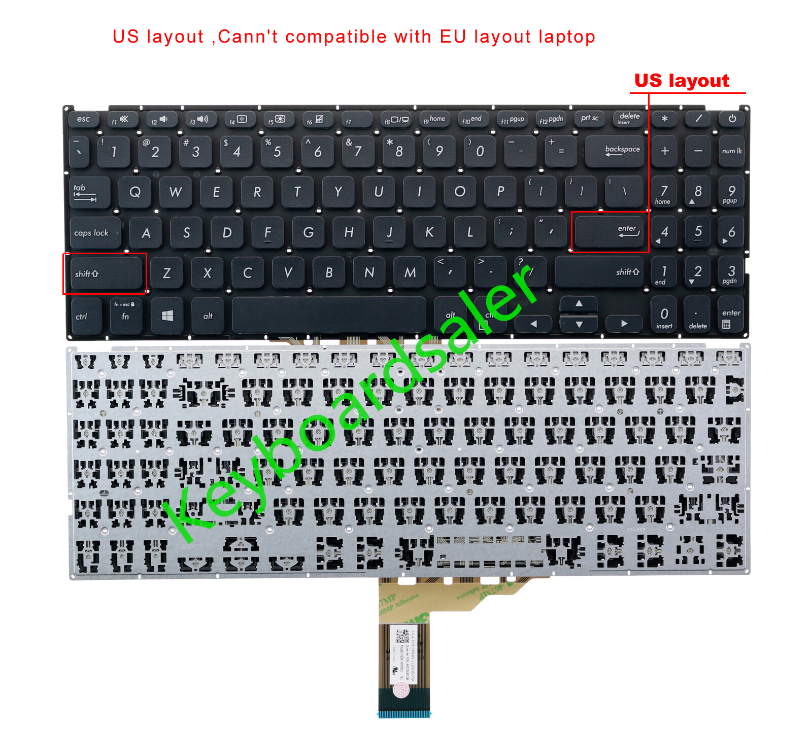 US Non-backlit Keyboard for Asus Vivobook X512 F512 V5000D V5000F V5000 V5000FL