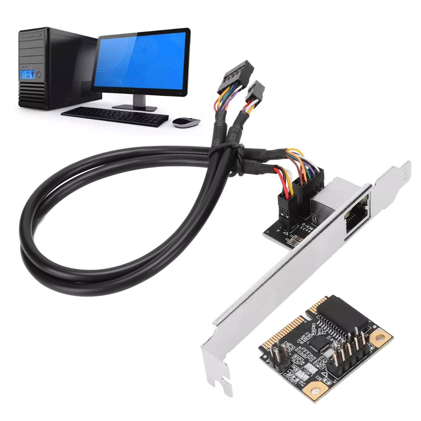 RTL8111H 10/100/1000Mbps Mini PCI E Gigabit Ethernet Card Free Drive RJ 45