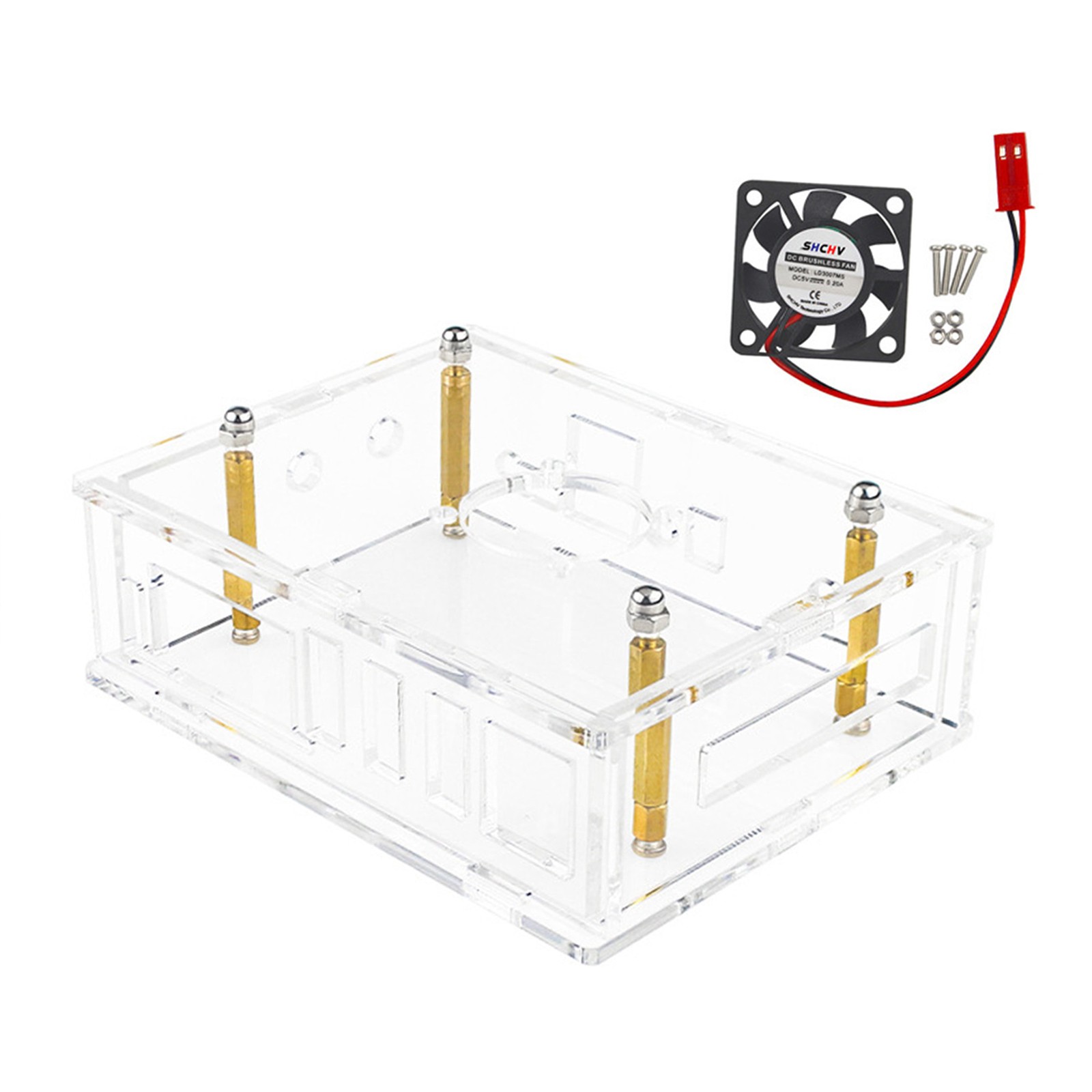 Acrylic Transparent Enclosure Case House W/ Cooling Fan For Orange Pi 5 Plus
