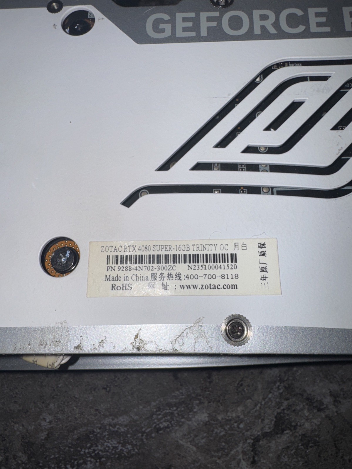 (FOR PARTS) Zotac RTX 4080 / 4080 Super Trinity OC White GPU (No Core & VRAM)