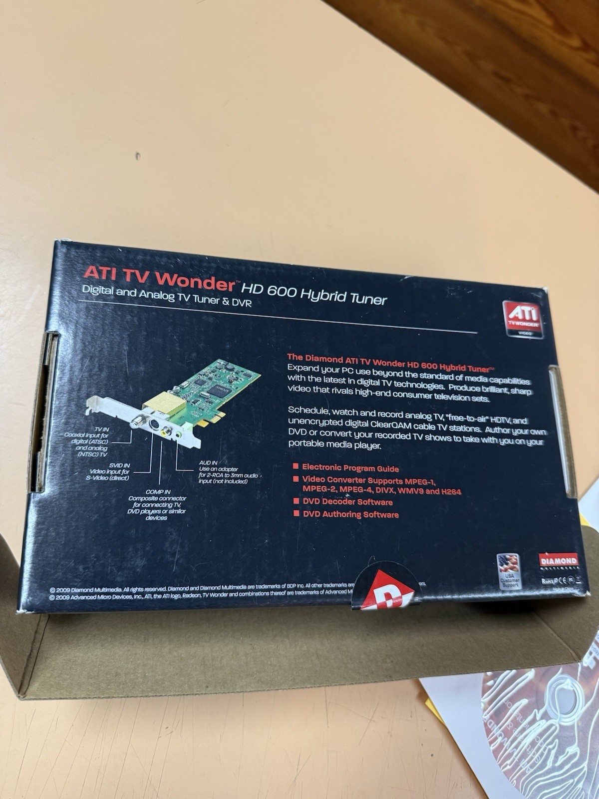 Diamond ATI Wonder HD 600 box TAPQ-H702F 706B0513 CD PCI/PCIE