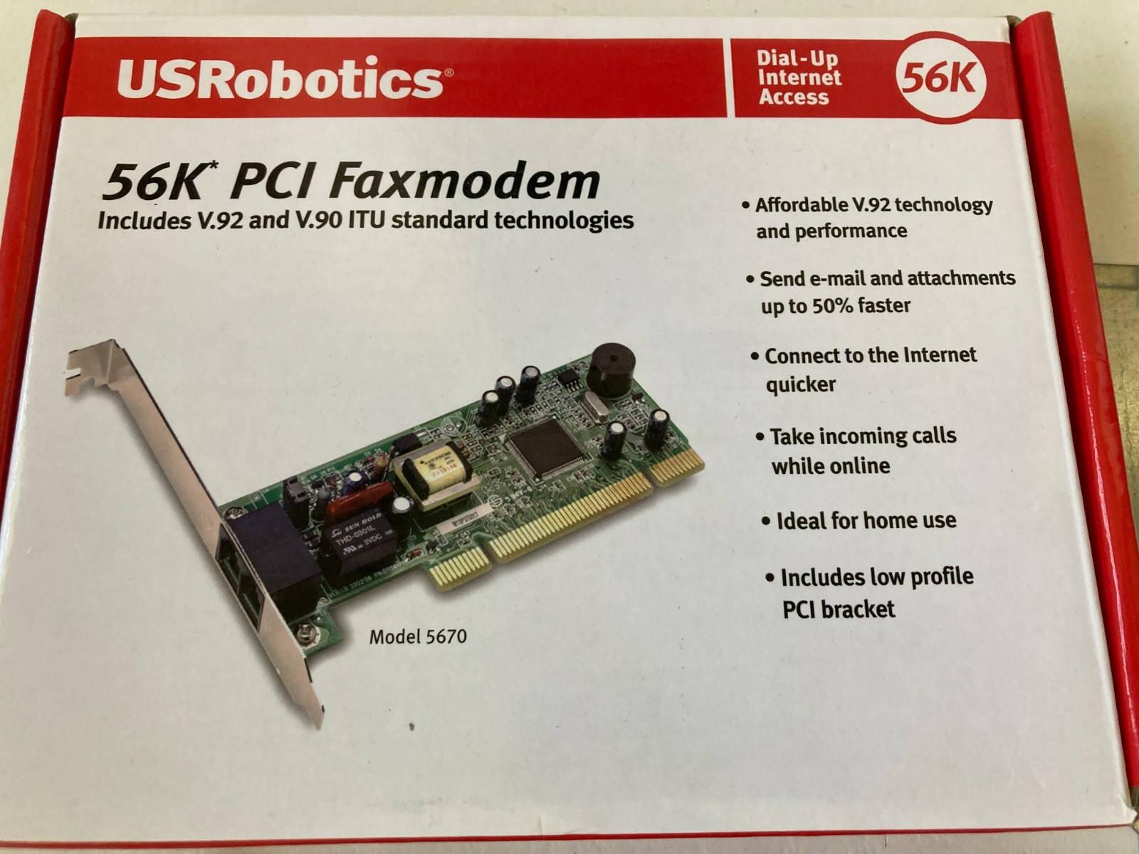 US Robotics 56K PCI Faxmodem V.92 & V.90 ITU Standard 5670