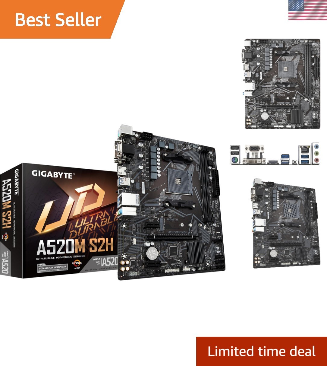 A520M Motherboard for AMD Ryzen 5000 – 4+3 Digital VRM, PCIe 3.0 M.2