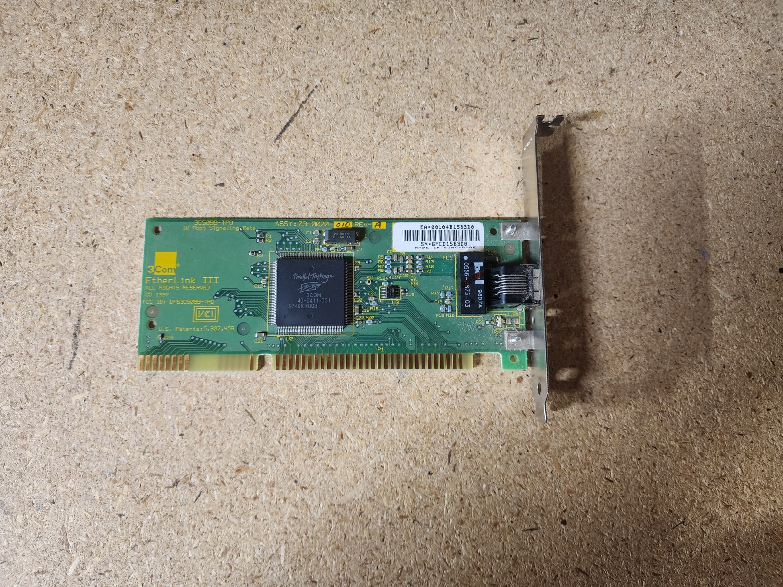 3COM EtherLink III 3C509B-TPO 10 Mbps ISA Network Card