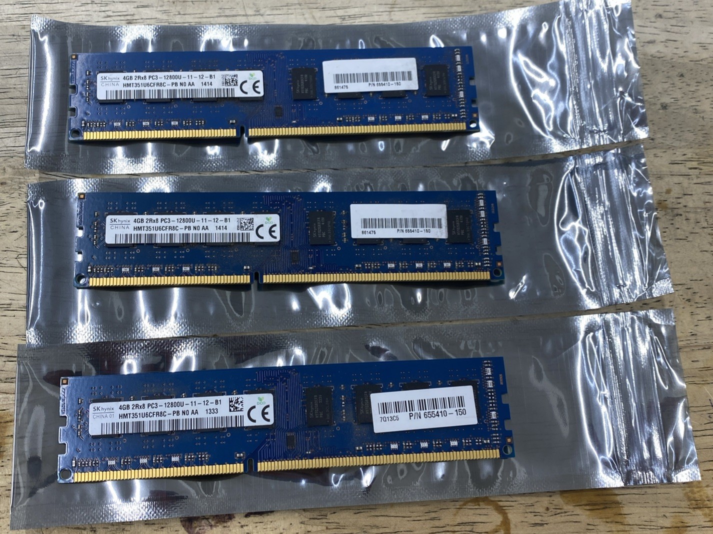 SK Hynix 4GB 2Rx8 PC3-12800U HMT351U6CFR8C-PB Desktop memory LOT OF 3 PCS
