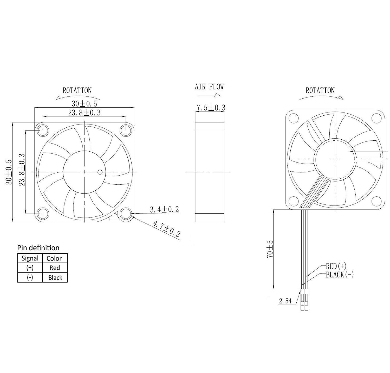 30mm Fan 5V 3.3V DC Quiet Fan for Raspberry Pi 5 4 3B+ 3007 (4-Sets)