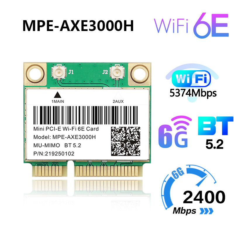 WiFi 6E Mini PCIE AXE3000 WiFi Card 802.11ac Bluetooth 5.2 Wireless Network Card