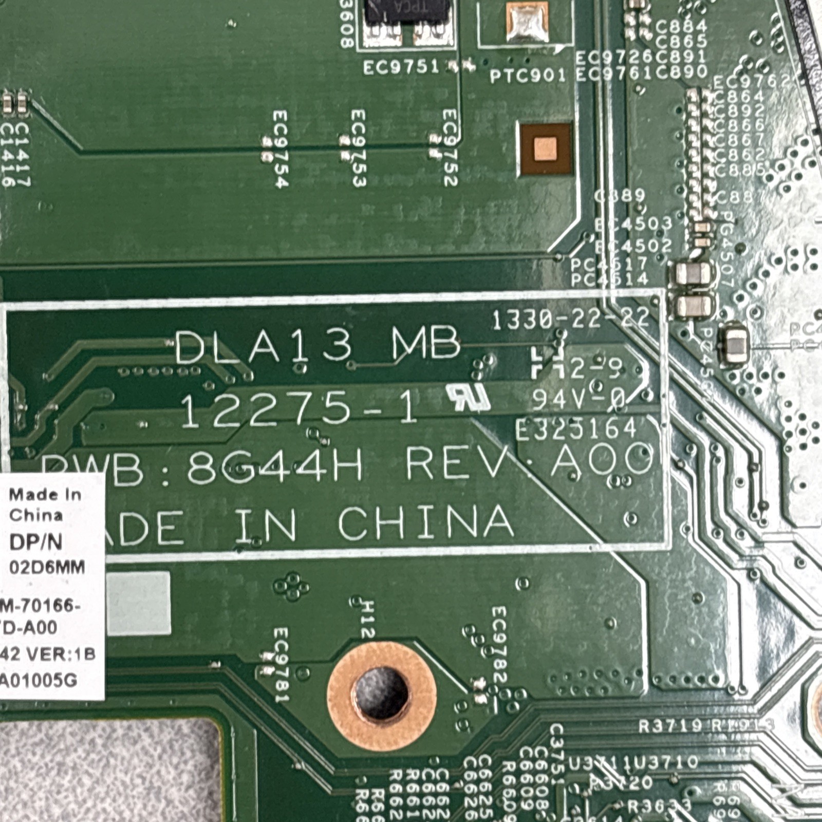 Dell Latitude 3330 Laptop Motherboard i5 3337U 1.8GHz 2D6MM 02D6MM DLA13