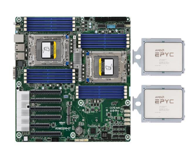 2x AMD EPYC 7713 64c/128t Sp3 2.0ghz+ AsRock Rack ROME2D16-2T Motherboard Server