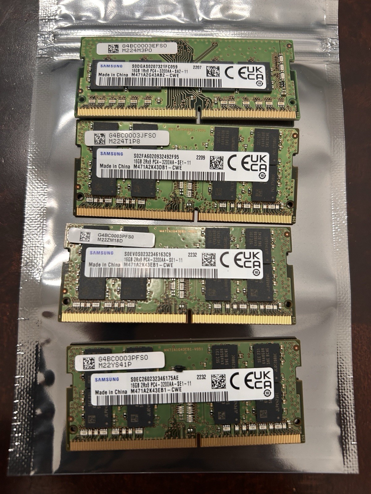 Samsung 16GB 2Rx8 DDR4 Laptop Memory RAM 3200AA-PC4 Lot of 5