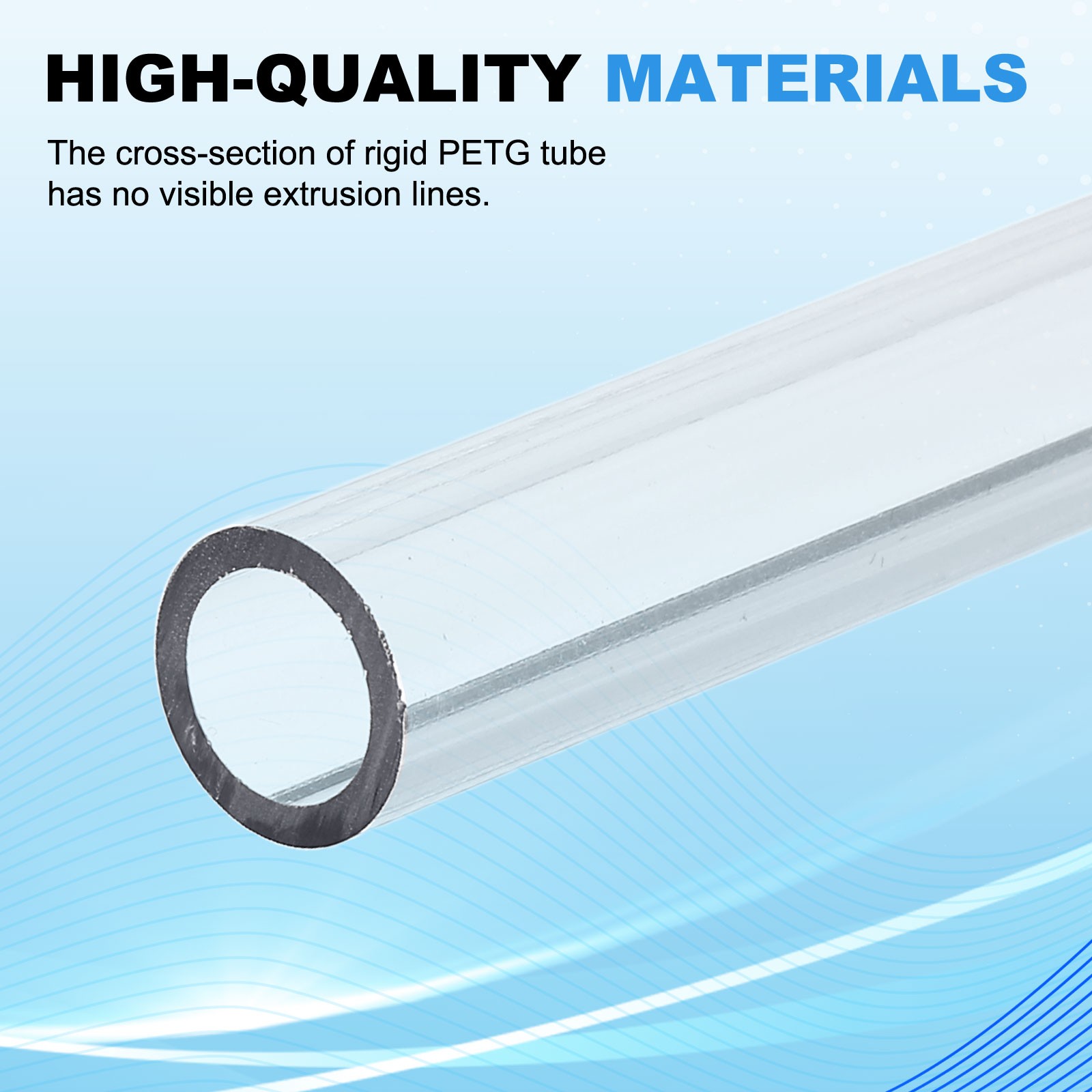 10mmID 14mmOD 500mm Length Rigid PETG Tube, 8PCS Water Cooling Tube, Transparent