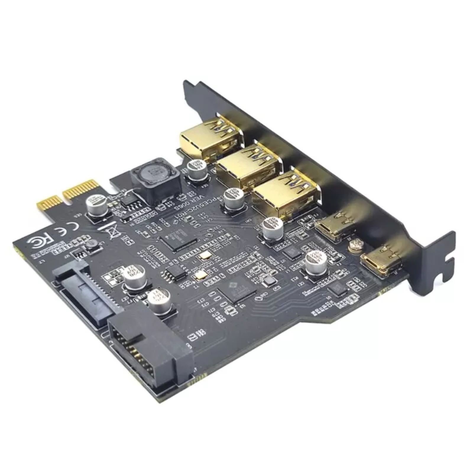USB 3.2 GEN1 PCI-Express Expansion Card 5 Ports 2*Type-C 3*USB-A 19 Pin 5Gbps