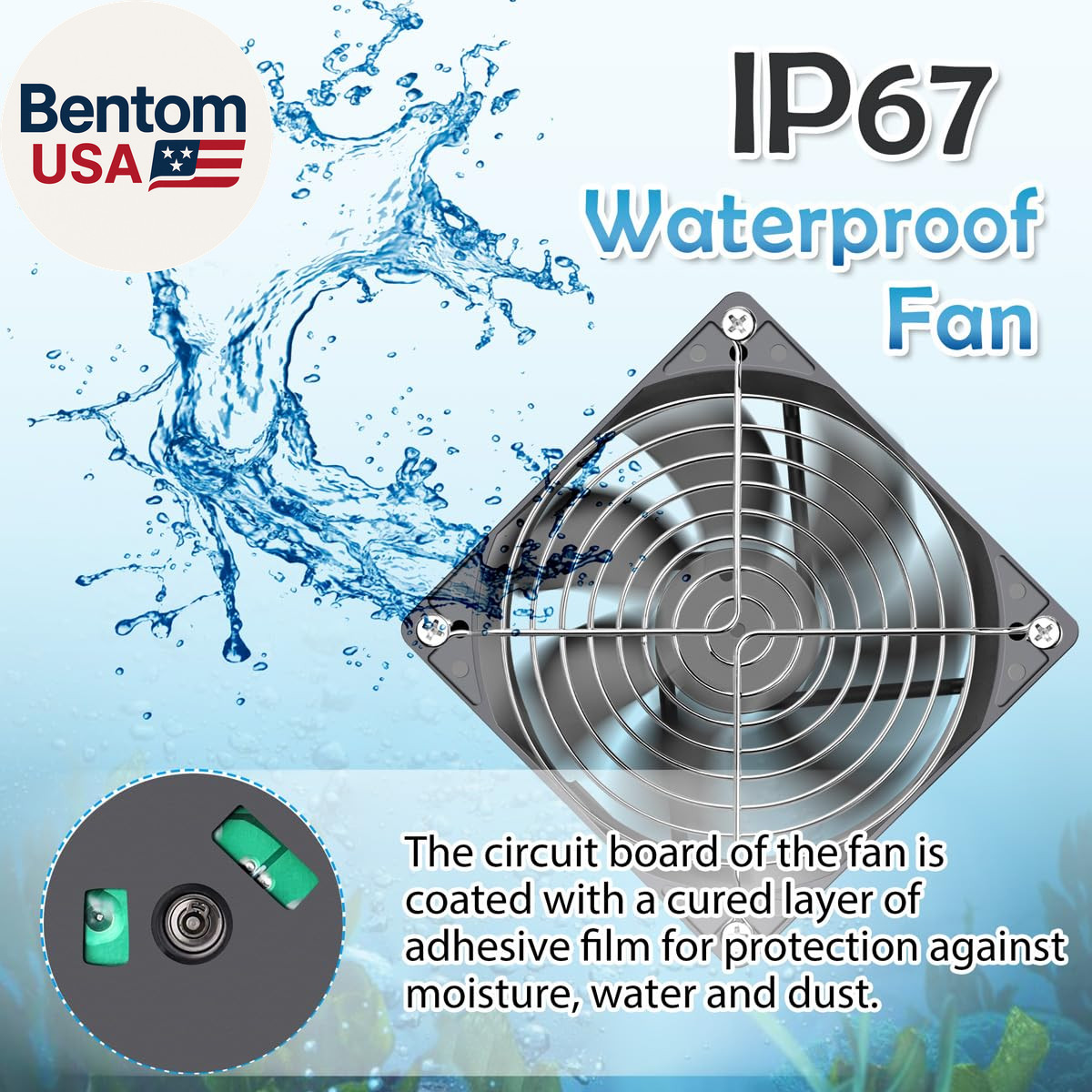 120Mm Waterproof Fan with Speed Controller, IP67 12V Computer Fan with AC Plug,