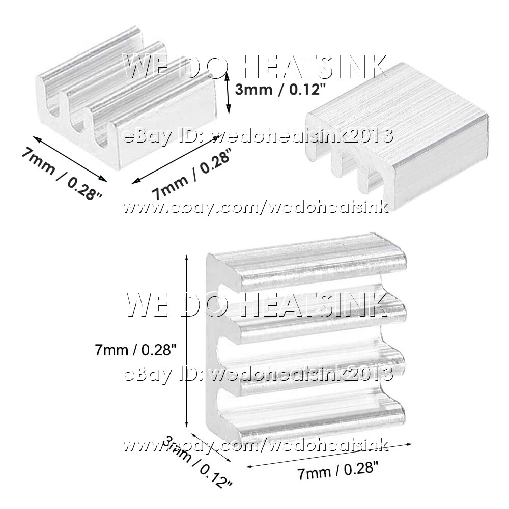 7x7x3mm With or Without Tape Aluminum Heatsink Cooler Radiator for Electronic IC